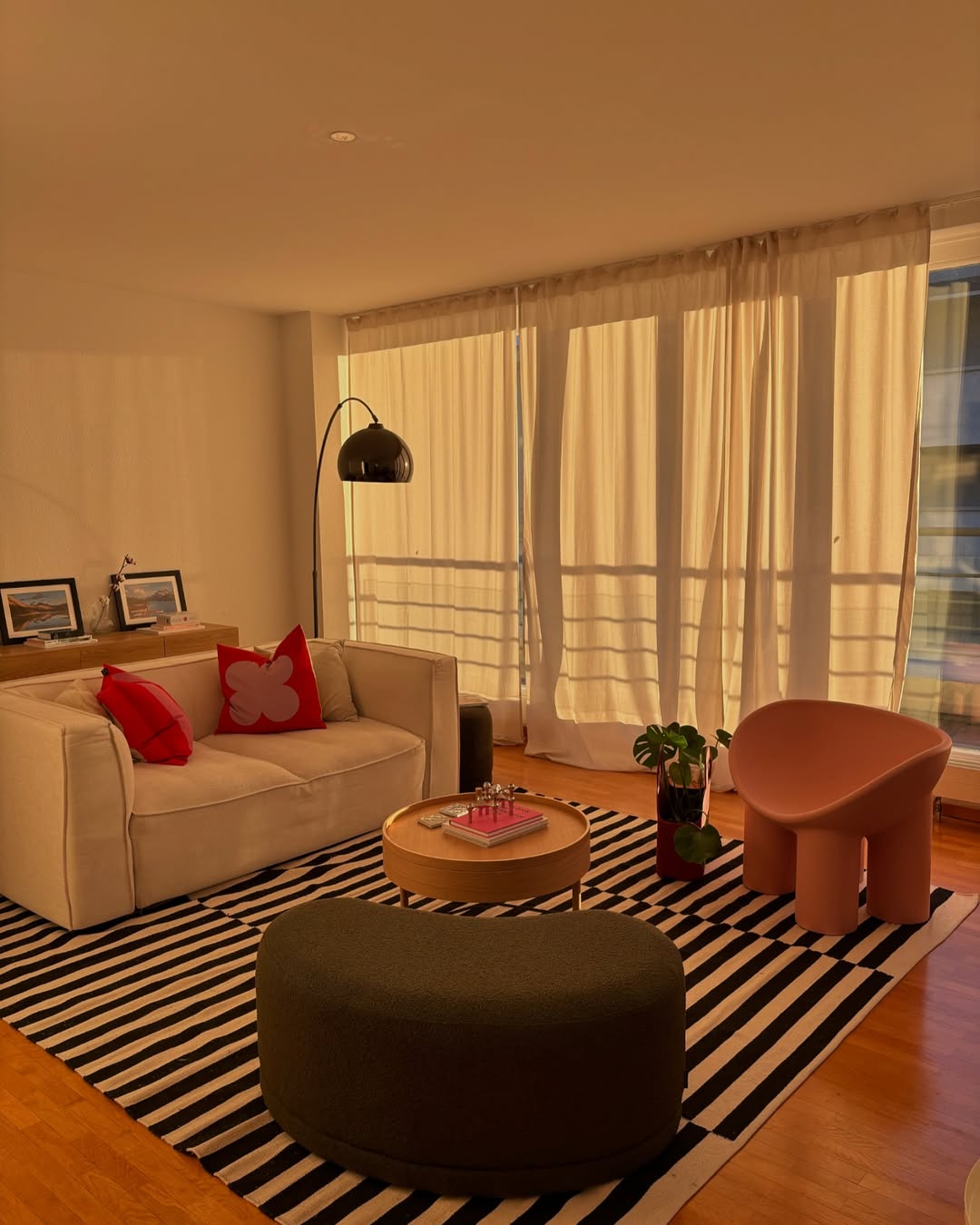 Neutrals here let bold accents shine