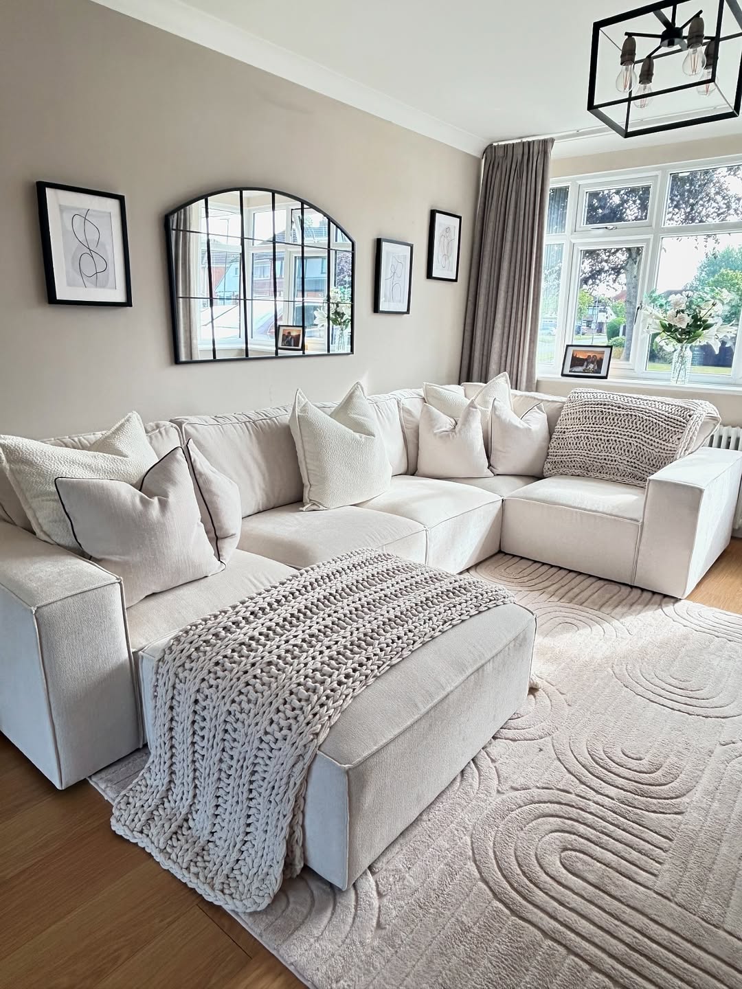 Chunky knit throws, soft pillows, rugs. Add them wherever you can