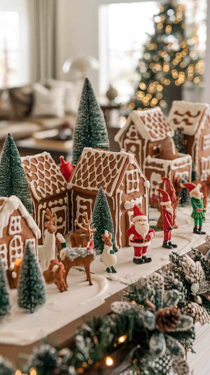 Gingerbread village instantly makes mantel magical