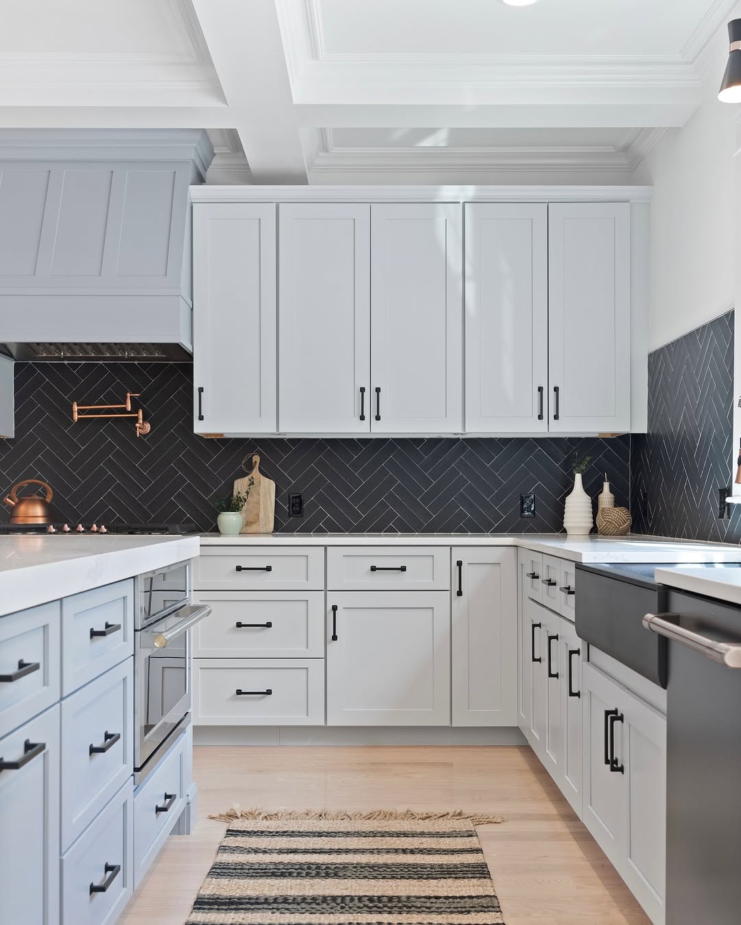 Double Herringbone Black Backsplash