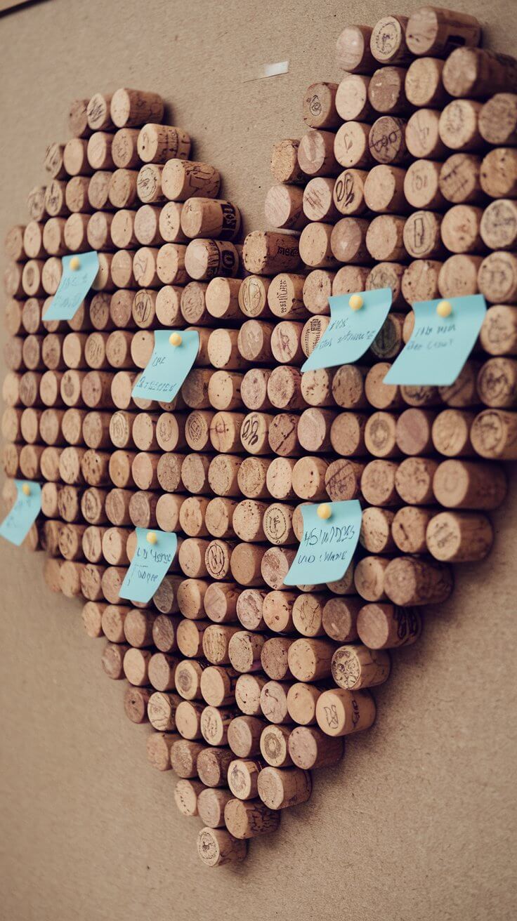 Eco bulletin board made from wine corks