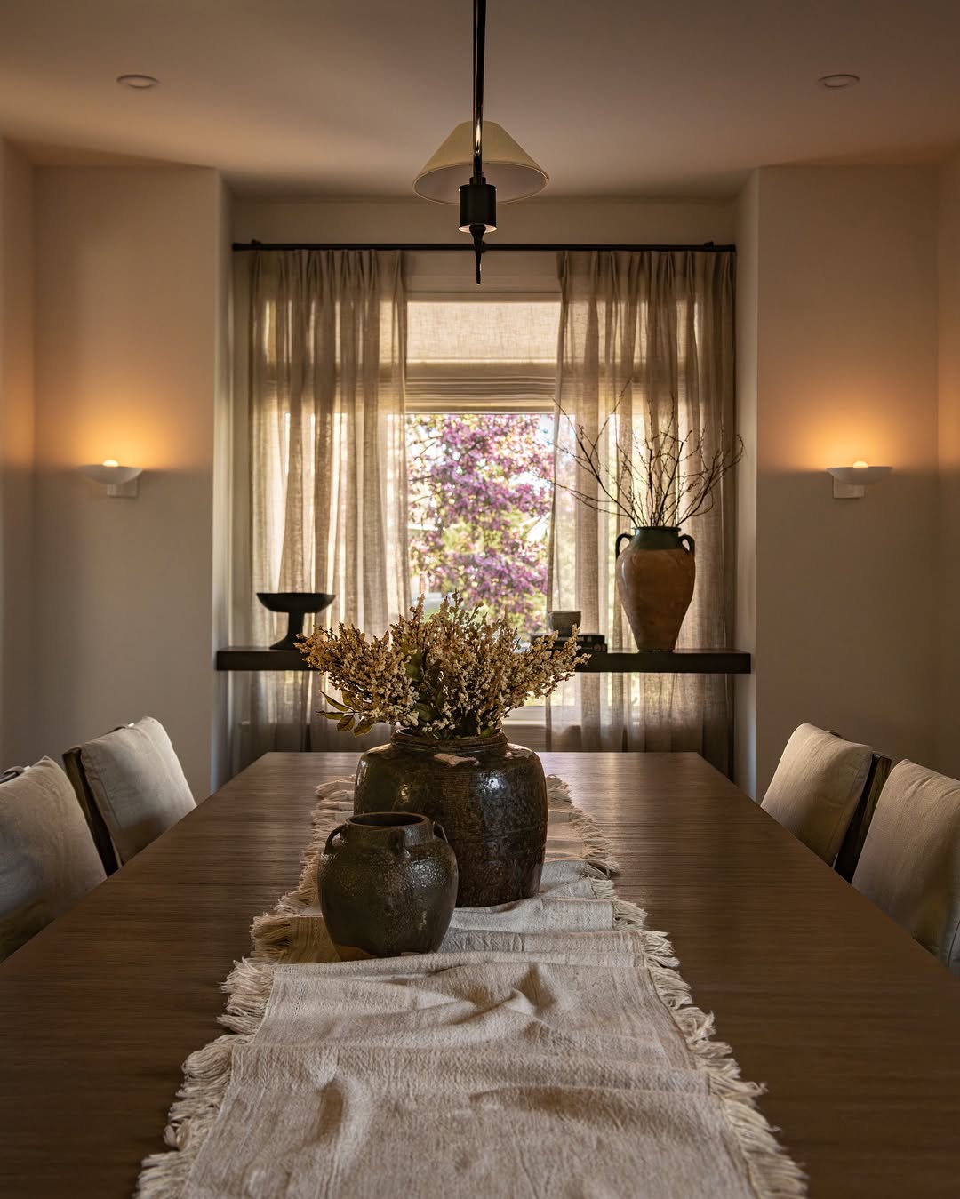 Ambient light setting the mood in a dining room