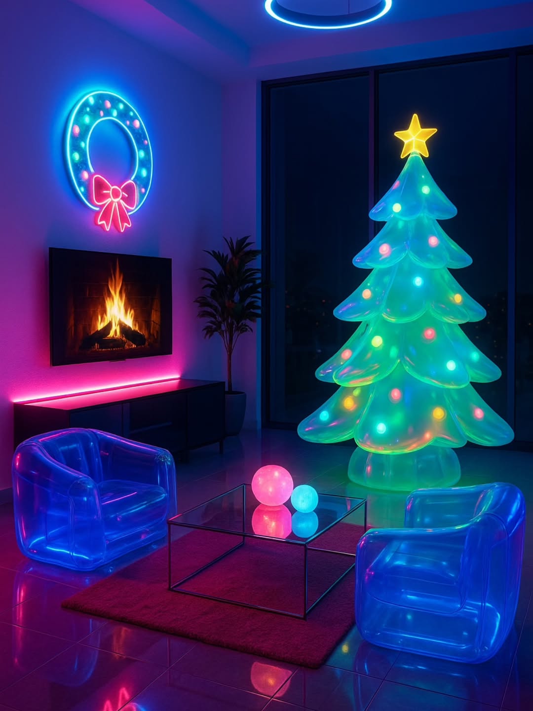 Neon Christmas tree looks so futuristic
