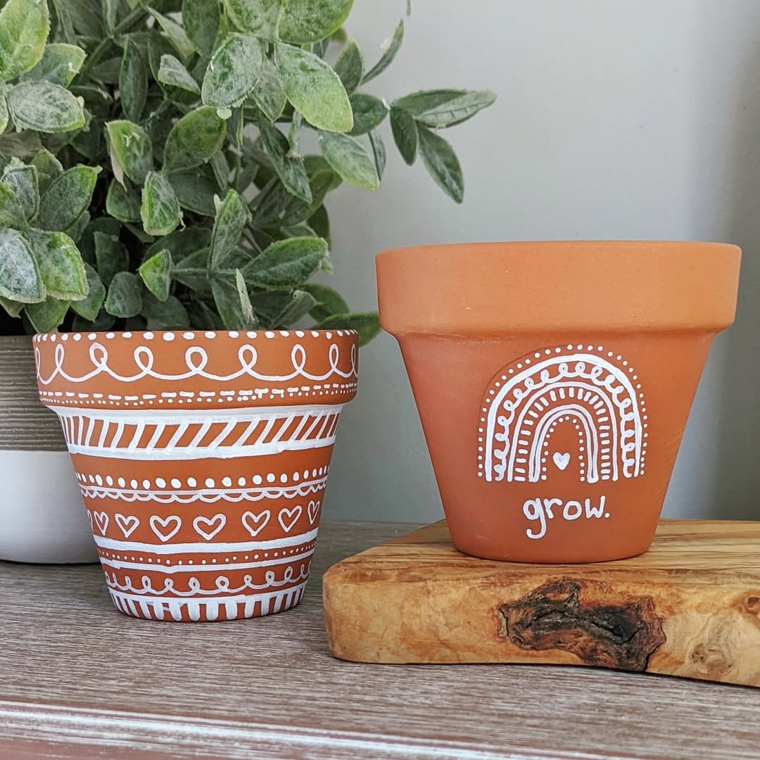 Hand-painted pots adding simple joy