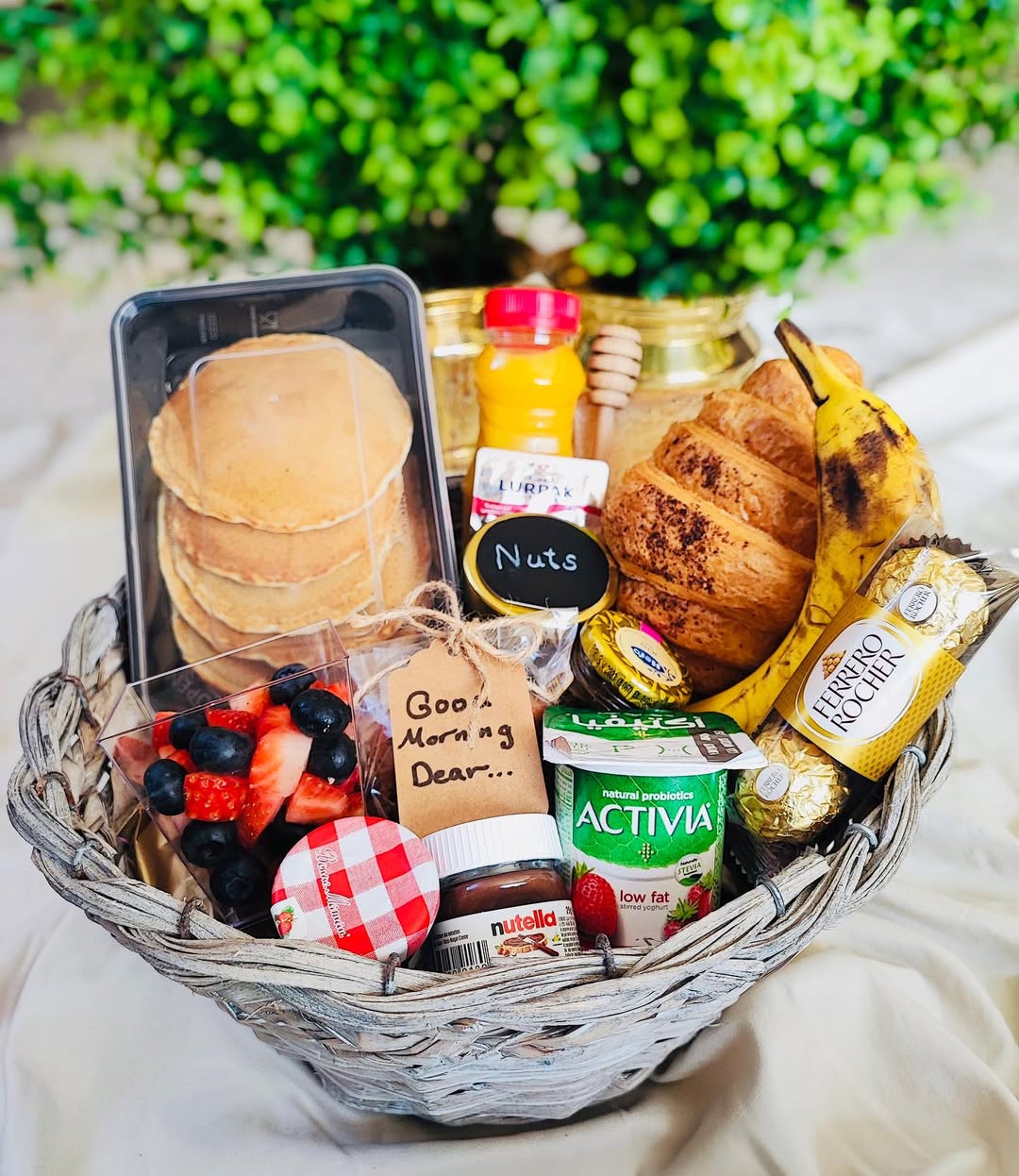 Spring coffee gift basket with morning delights