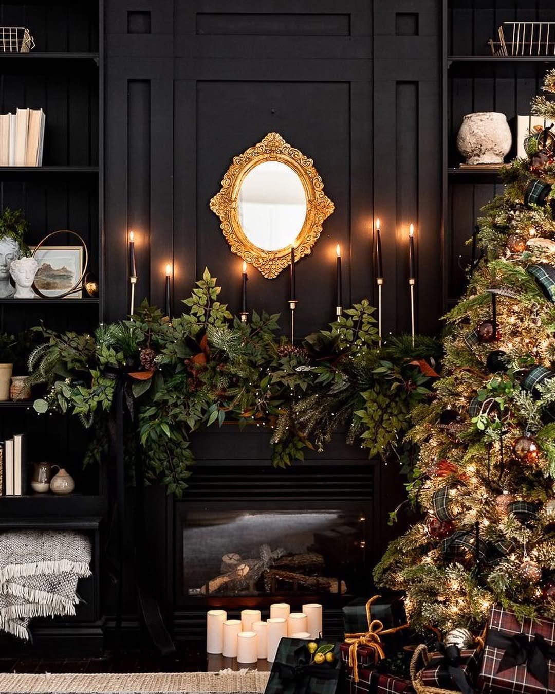 Calm, grounded moody Christmas decor
