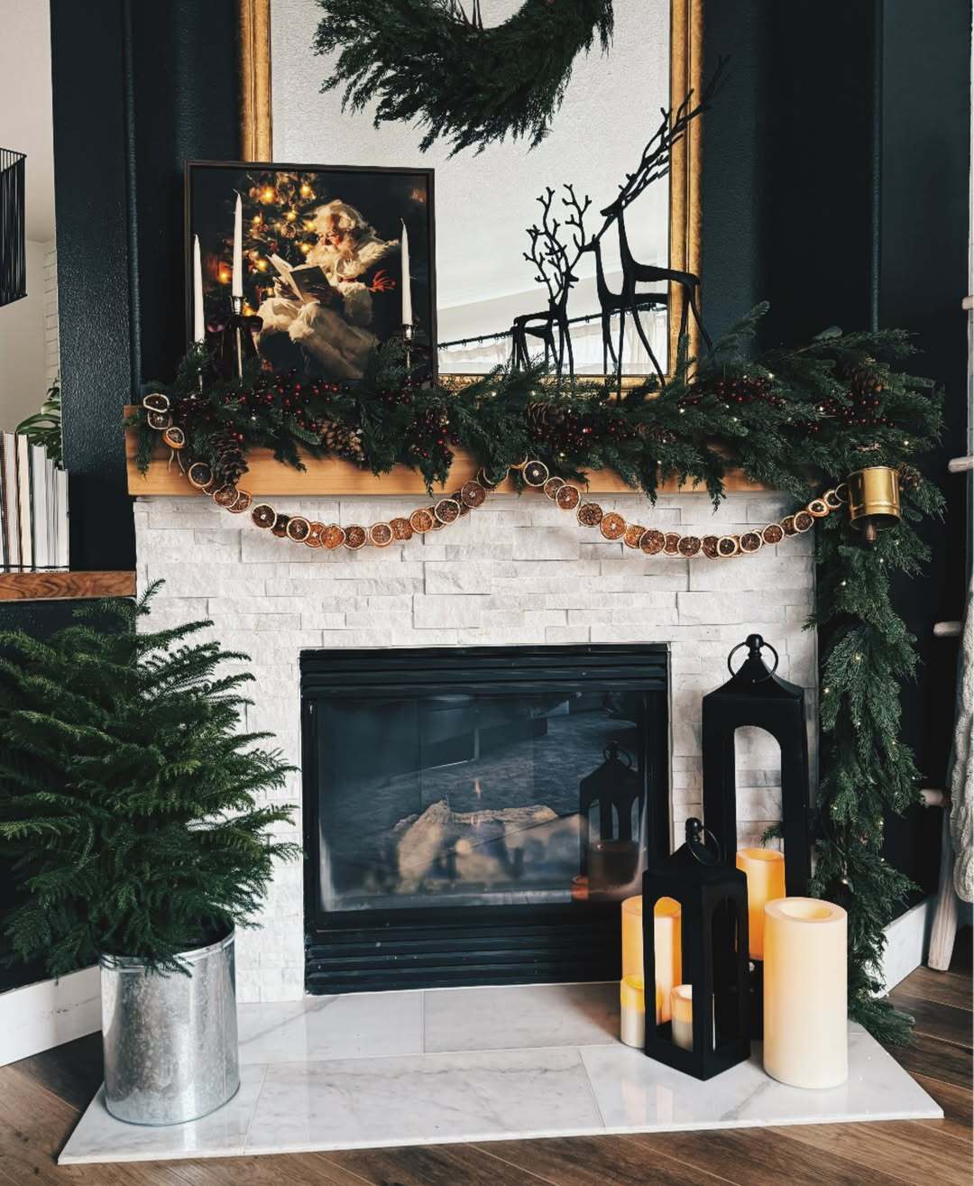 Deep forest green moody Christmas decor