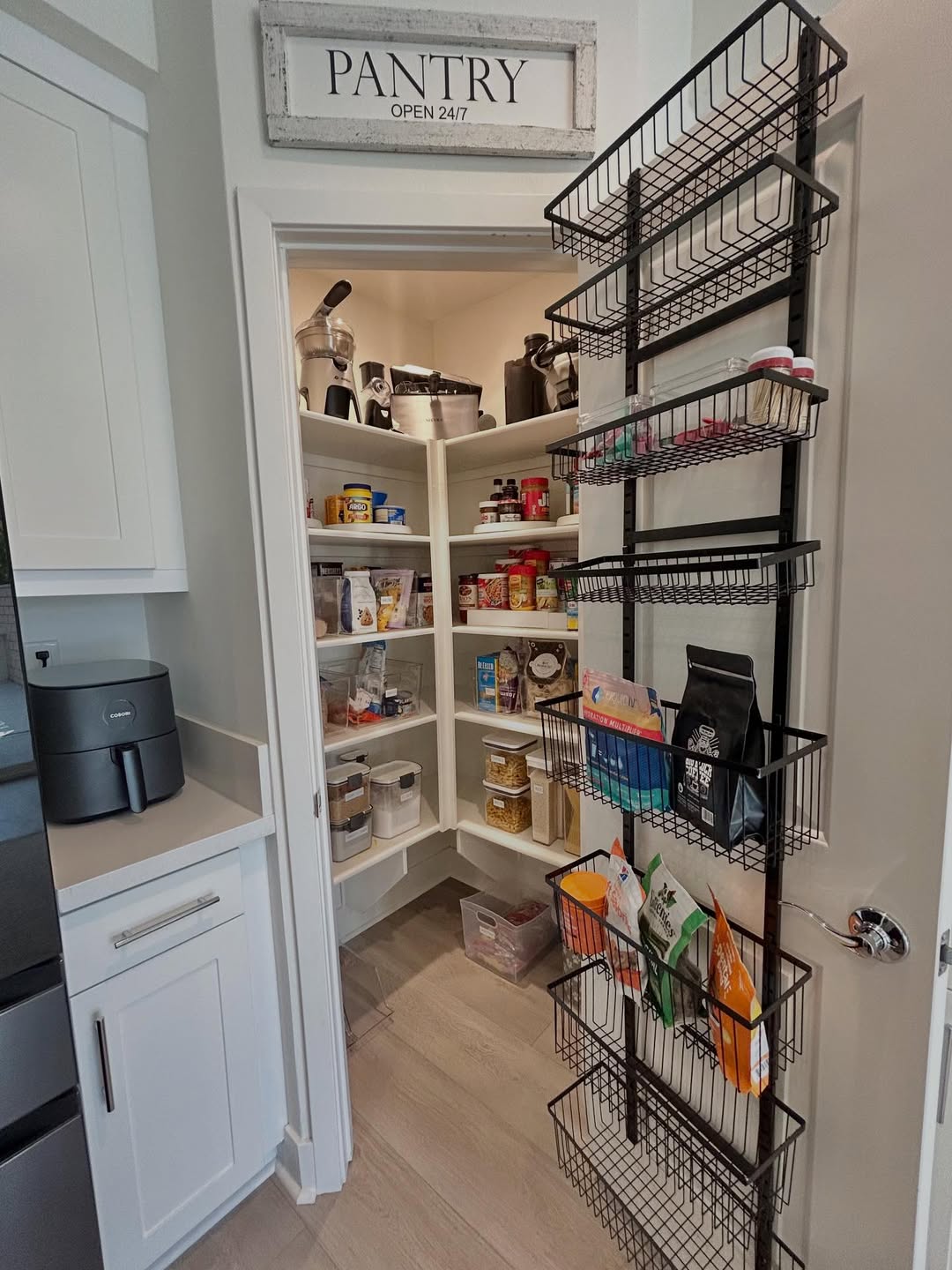 Over the door organizer rack opens up so much space for pantry organization