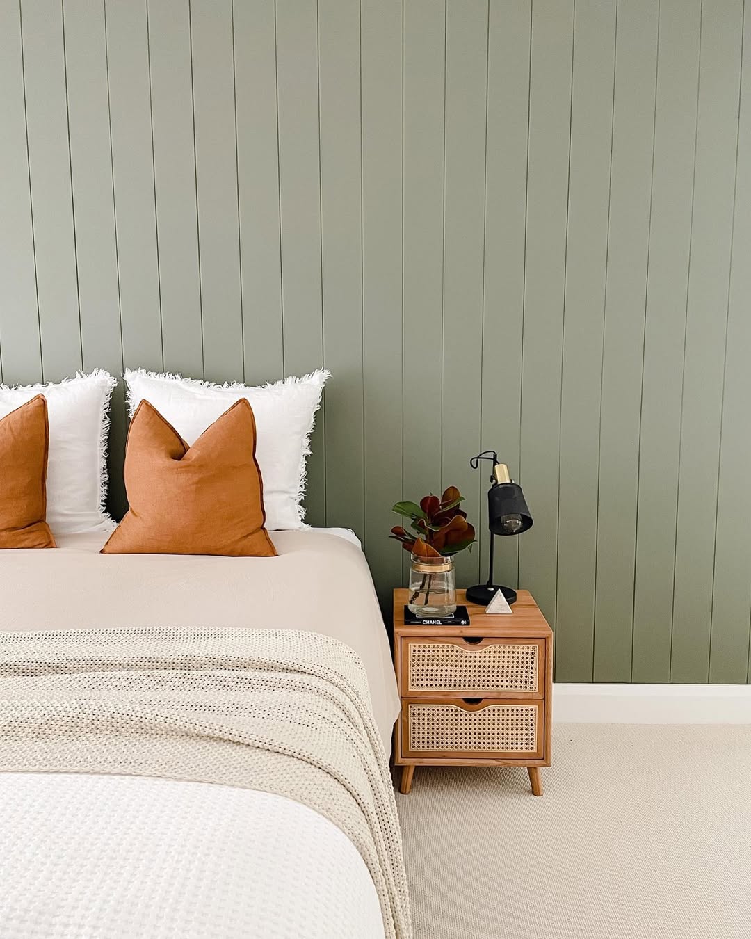 Mid-century-inspired rattan nightstand